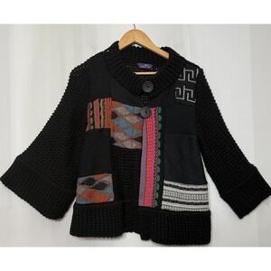 Karffany Jacqueline Muñoz Womens M Alpaca Knit Cardigan Jacket Textured Inlay